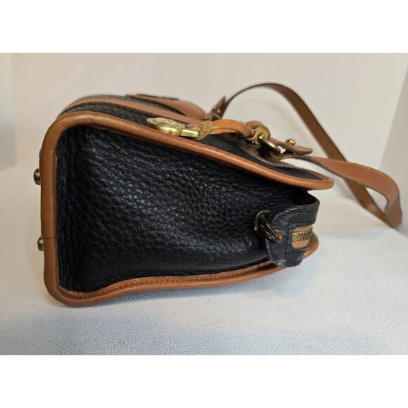 Vintage Dooney & Bourke USA Black Tan AWL Leather Shoulder Bag Tote Purse - Picture 10 of 16